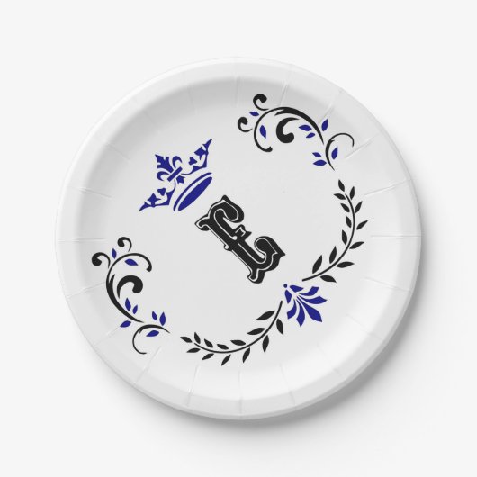 Crown Wreath Monogram 'E' Pappteller (Vorderseite)