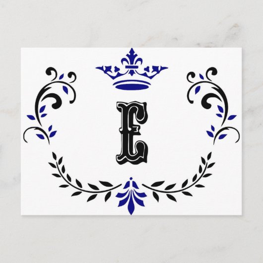 Crown Wreath Monogram 'E' Postkarte (Vorderseite)