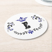 Crown Wreath Monogram 'E' Runder Pappuntersetzer (Angewinkelt)