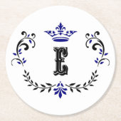 Crown Wreath Monogram 'E' Runder Pappuntersetzer (Vorderseite)