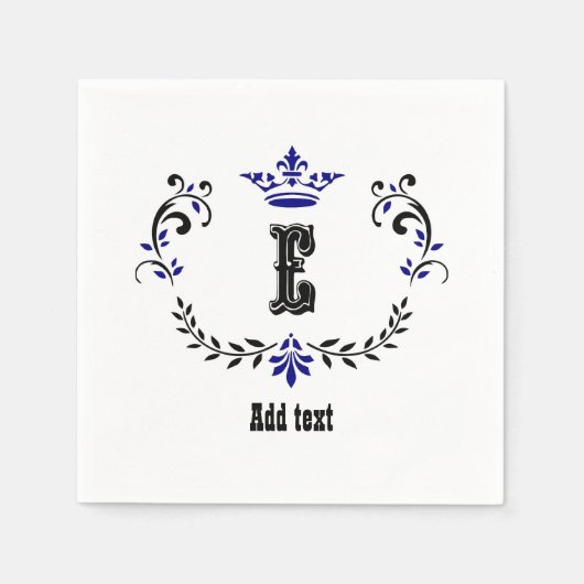 Crown Wreath Monogram 'E' Serviette (Vorderseite)