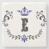 Crown Wreath Monogram 'E' Steinuntersetzer (Vorderseite)
