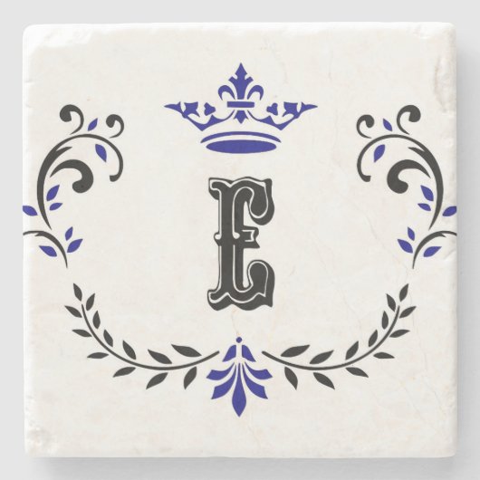 Crown Wreath Monogram 'E' Steinuntersetzer (Vorderseite)