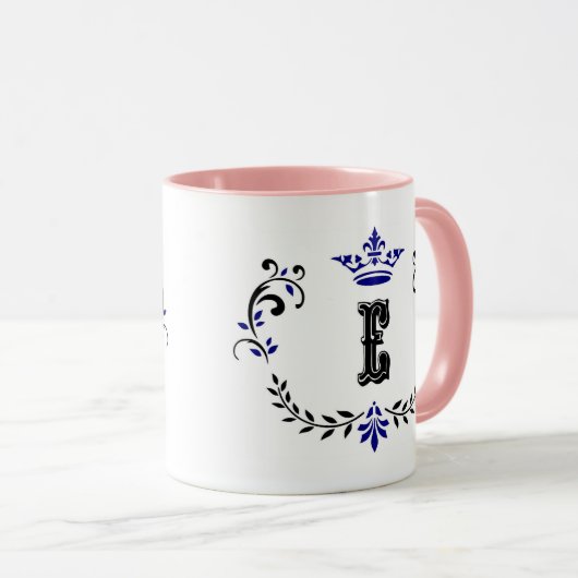 Crown Wreath Monogram 'E' Tasse (VorderseiteRechts)