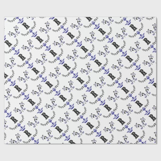 Crown Wreath Monogram 'R' Geschenkpapier (Flach)