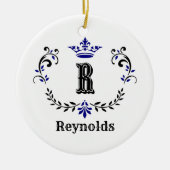 Crown Wreath Monogram "R" Personalisiert Keramik Ornament (Vorne)