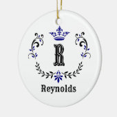 Crown Wreath Monogram "R" Personalisiert Keramik Ornament (Links)