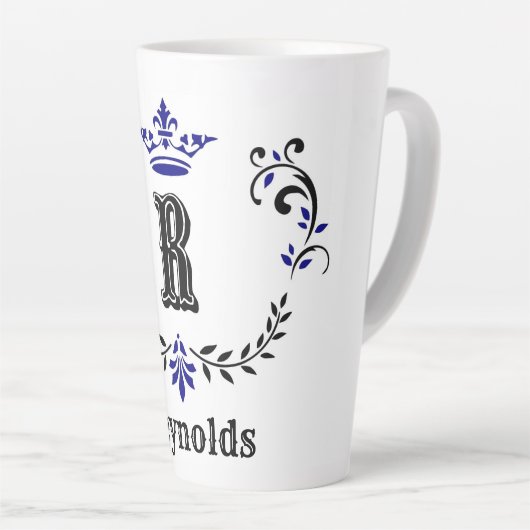 Crown Wreath Monogram "R" Personalisiert Milchtasse (Rechte Ecke)