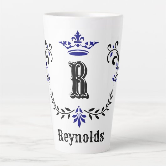 Crown Wreath Monogram "R" Personalisiert Milchtasse (Vorderseite)