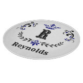 Crown Wreath Monogram "R" Personalisiert Schneidebrett (Ecke)