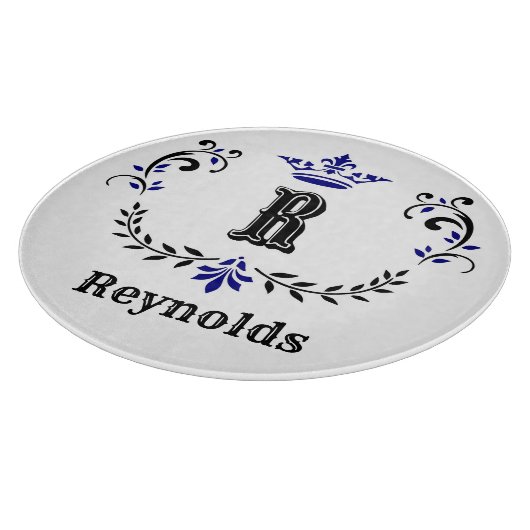 Crown Wreath Monogram "R" Personalisiert Schneidebrett (Ecke)