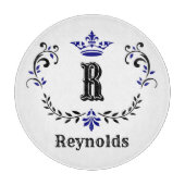 Crown Wreath Monogram "R" Personalisiert Schneidebrett (Vorderseite)