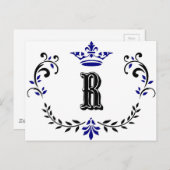 Crown Wreath Monogram 'R' Postkarte (Vorne/Hinten)