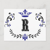 Crown Wreath Monogram 'R' Postkarte (Vorderseite)