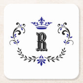Crown Wreath Monogram 'R' Rechteckiger Pappuntersetzer (Vorderseite)