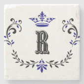 Crown Wreath Monogram 'R' Steinuntersetzer (Vorderseite)
