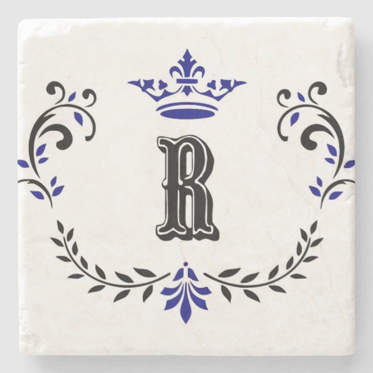 Crown Wreath Monogram 'R' Steinuntersetzer (Vorderseite)