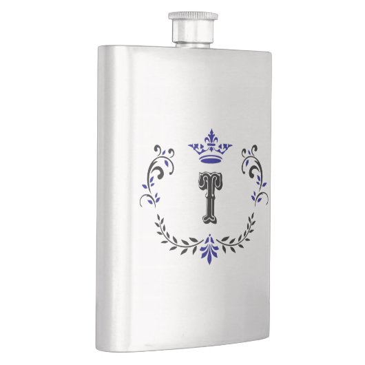 Crown Wreath Monogram 'T' Flachmann (Rechts)