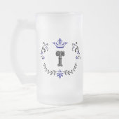 Crown Wreath Monogram 'T' Mattglas Bierglas (Links)