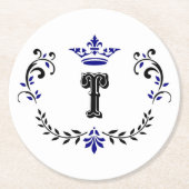 Crown Wreath Monogram 'T' Runder Pappuntersetzer (Vorderseite)
