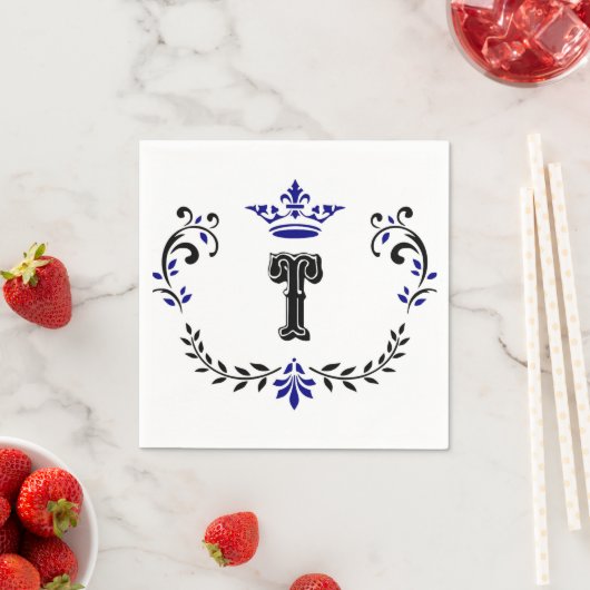 Crown Wreath Monogram 'T' Serviette (Beispiel)