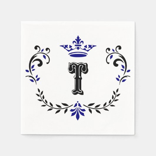 Crown Wreath Monogram 'T' Serviette (Vorderseite)