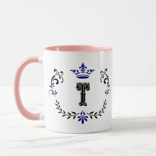Crown Wreath Monogram 'T' Tasse (Links)