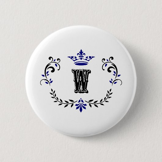 Crown Wreath Monogram 'W' Button (Vorderseite)