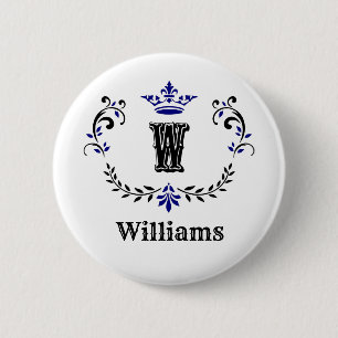 Crown Wreath Monogram 'W' Button