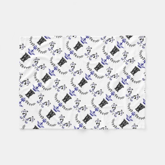 Crown Wreath Monogram 'W' Fleecedecke (Vorderseite (Horizontal))