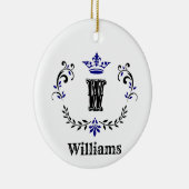 Crown Wreath Monogram 'W' Keramik Ornament (Rechts)