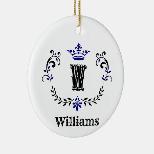 Crown Wreath Monogram 'W' Keramik Ornament (Rechts)