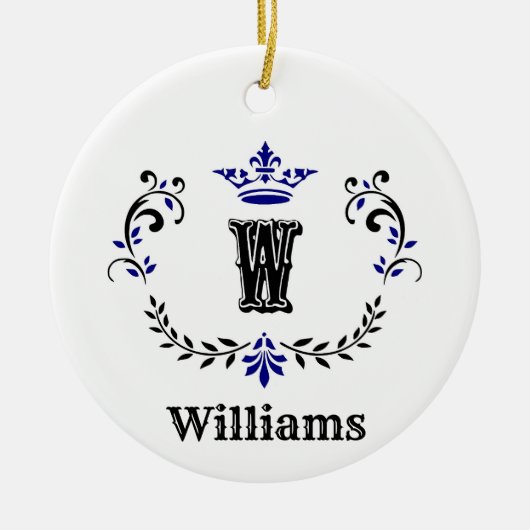 Crown Wreath Monogram 'W' Keramik Ornament (Vorne)