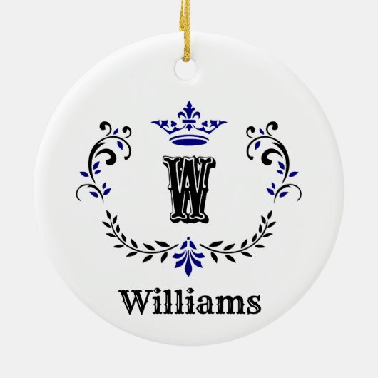 Crown Wreath Monogram 'W' Keramik Ornament (Hinten)