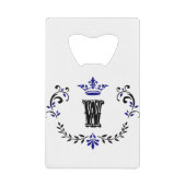 Crown Wreath Monogram 'W' Kreditkartenflaschenöffner (Vorderseite)