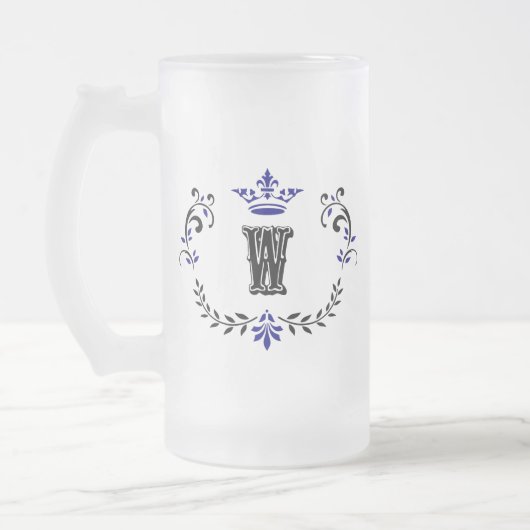 Crown Wreath Monogram 'W' Mattglas Bierglas (Links)