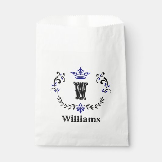 Crown Wreath Monogram "W" Personalisiert Geschenktütchen (Vorderseite)