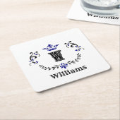 Crown Wreath Monogram "W" Personalisiert Rechteckiger Pappuntersetzer (angewinkelt)