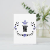 Crown Wreath Monogram 'W' Postkarte (Stehend Vorderseite)