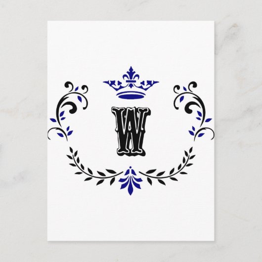 Crown Wreath Monogram 'W' Postkarte (Vorderseite)