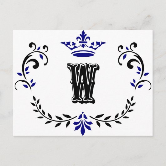 Crown Wreath Monogram 'W' Postkarte (Vorderseite)