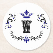 Crown Wreath Monogram 'W' Runder Pappuntersetzer (Vorderseite)