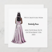 Crowned Beauty Queen Flat Thank You Card Dankeskarte (Vorne/Hinten)