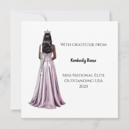 Crowned Beauty Queen Flat Thank You Card Dankeskarte