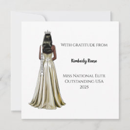 Crowned Beauty Queen Flat Thank You Card Dankeskarte
