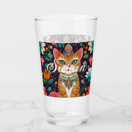 Crowned Bejewelled Cat Glas