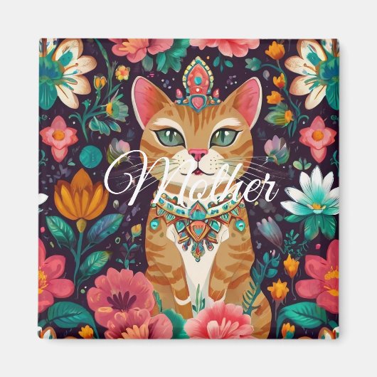 Crowned Bejewelled Cat  Magnet (Vorne)