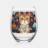 Crowned Bejewelled Cat  Weinglas Ohne Stiel (Rückseite)