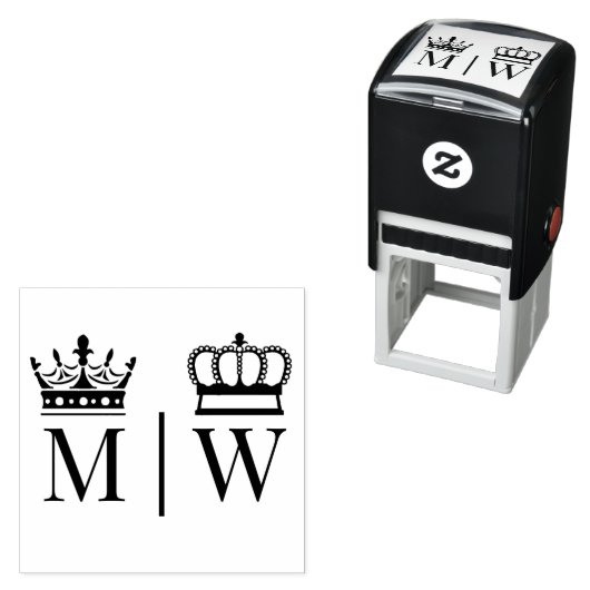 Crowned Bride Groom Wedding 2 Initial Monogram VS Permastempel (Beispiel)