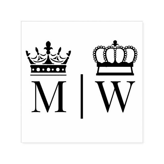 Crowned Bride Groom Wedding 2 Initial Monogram VS Permastempel (Design)
